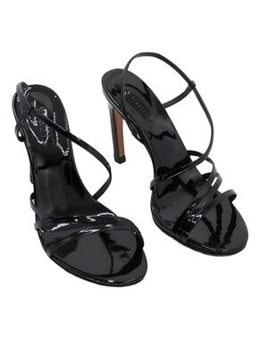 Schutz Annie Curve Dress Sandals Black Patent Leather Size 7.5M